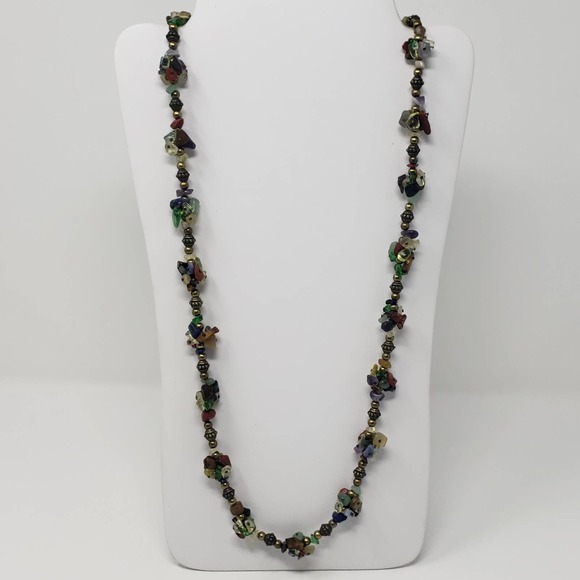 Cookie Lee Stone Chip Cluster Long Necklace - Picture 1 of 6